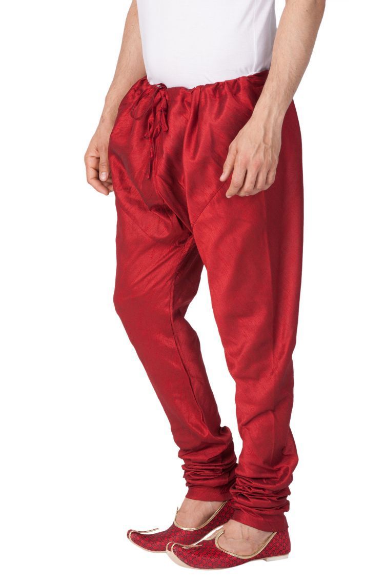 Men's Maroon Cotton Silk Blend Pyjama