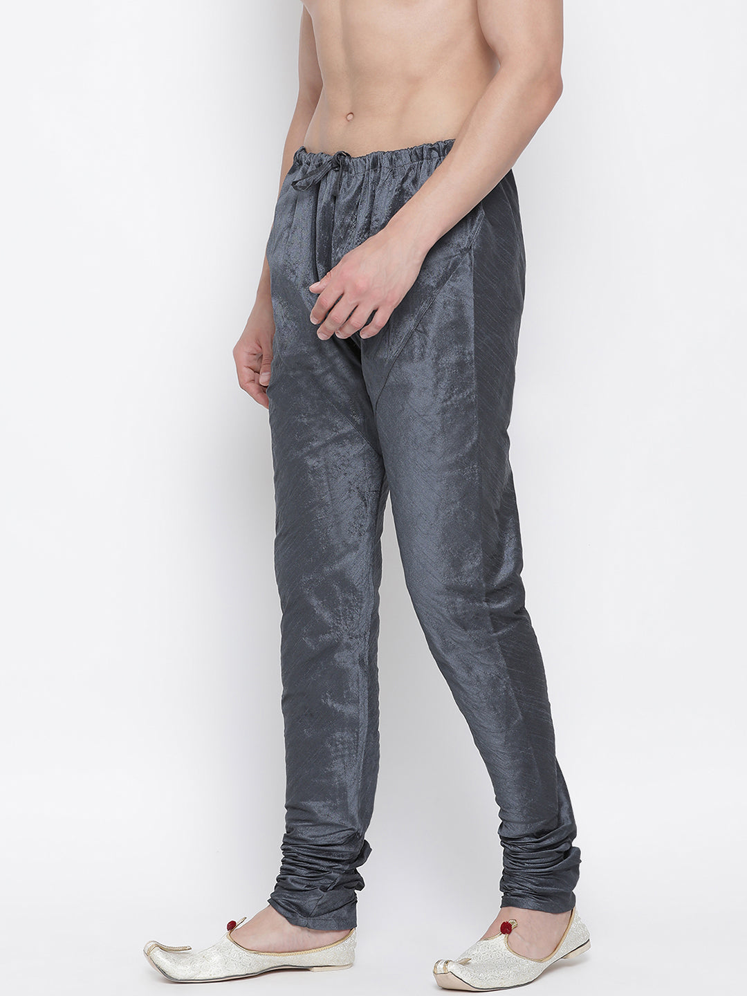 VASTRAMAY Men's Grey Solid Churidar