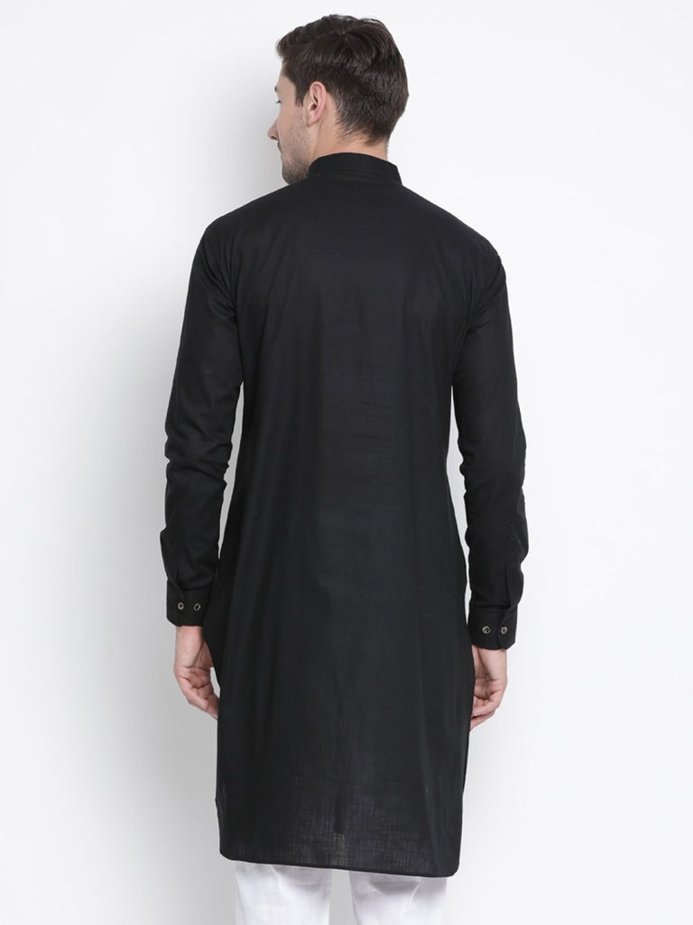 Men's Black Cotton Blend Kurta