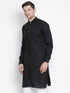 VASTRAMAY Men's Black Cotton Blend Kurta