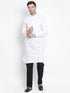 Men's White Cotton Blend Pathani Kurta