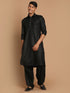 Men's Black Cotton Blend Pathani Suit Set