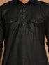 Men's Black Cotton Blend Pathani Suit Set