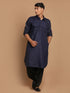Men's Blue Cotton Blend Pathani Suit Set