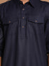 Men's Blue Cotton Blend Pathani Suit Set