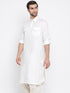 Men's Cream Cotton Blend Pathani Style Kurta