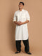 Men's Cream Cotton Blend Pathani Suit Set