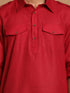 Men's Maroon And Black Cotton Blend Pathani Suit Set