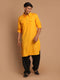 Men's Mustard Cotton Blend Pathani Suit Set