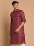 Men's Purple Cotton Blend Pathani Style Kurta