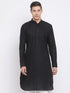 Men's Black Cotton Linen Blend Kurta