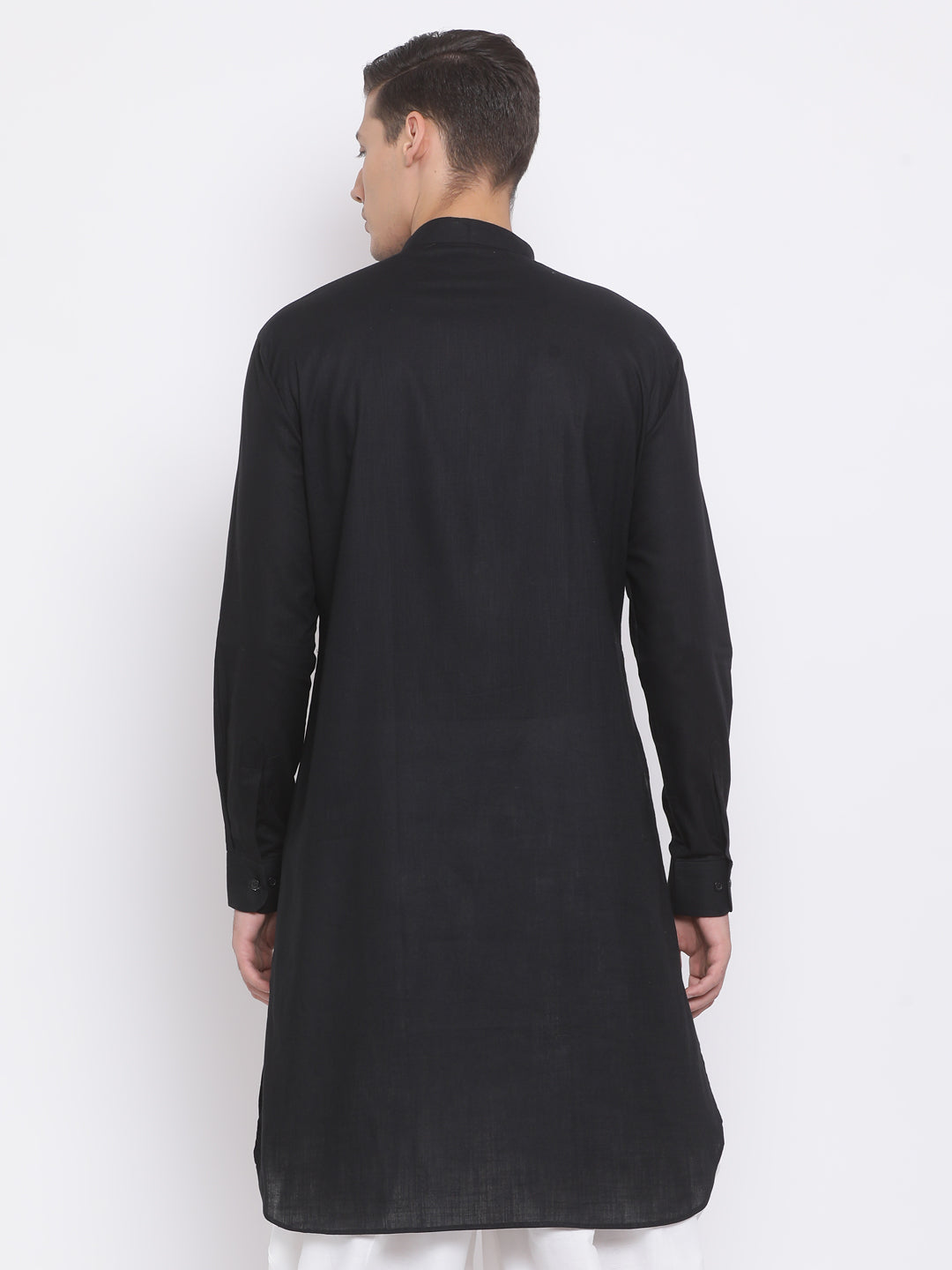 Men's Black Cotton Linen Blend Kurta