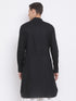 Men's Black Cotton Linen Blend Kurta
