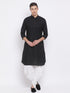 Men's Black Cotton Linen Blend Kurta