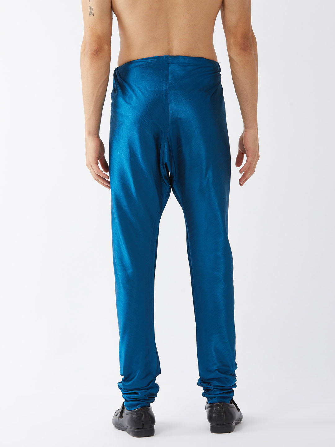 VASTRAMAY Men's Turquoise Silk Blend Pyjama