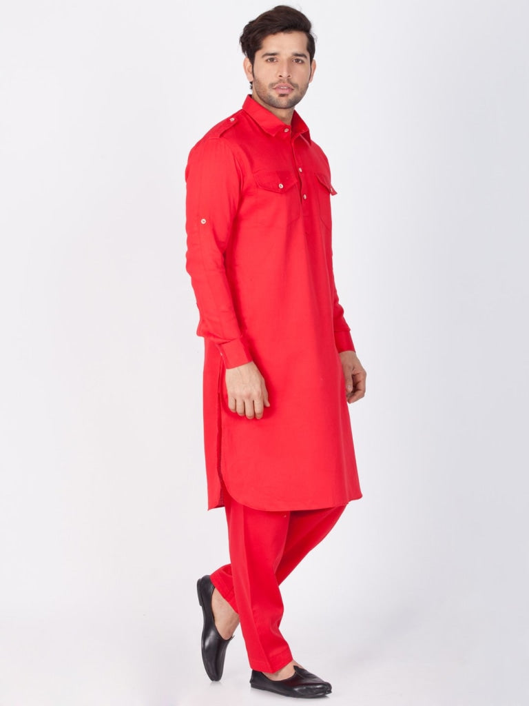 Bright red-coloured men’s kurta makes you noticeable