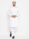 VASTRAMAY Men's White Cotton Blend Pathani Kurta Set