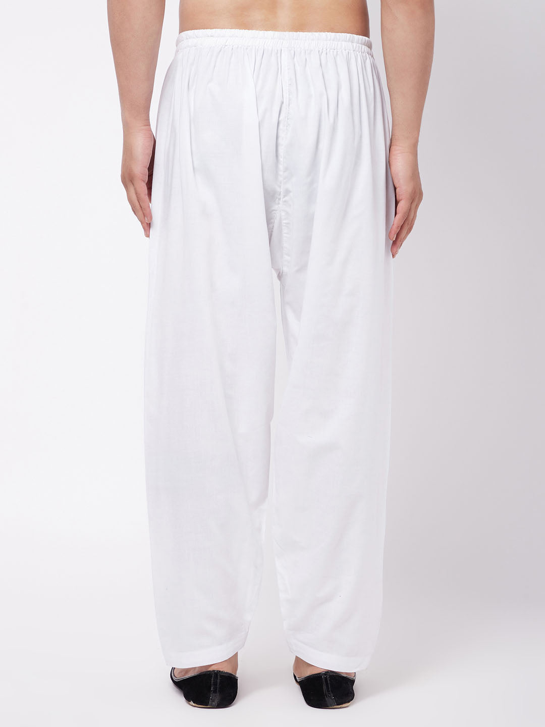 Men's White Cotton Blend Salwar