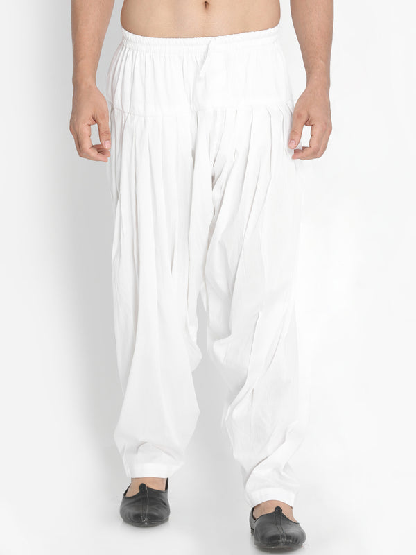men's white cotton blend Patiala pyjama for pairing with kurtas and festive wear