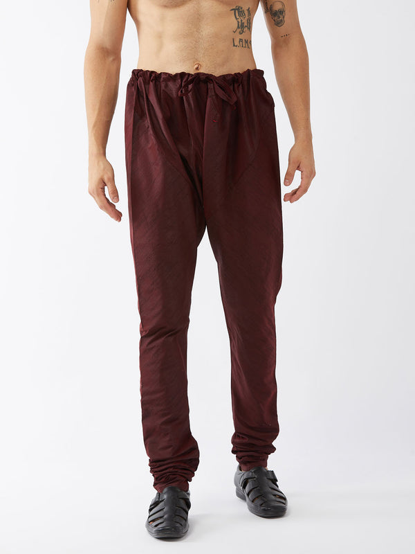 VASTRAMAY Men's Wine Silk Blend Pyjama