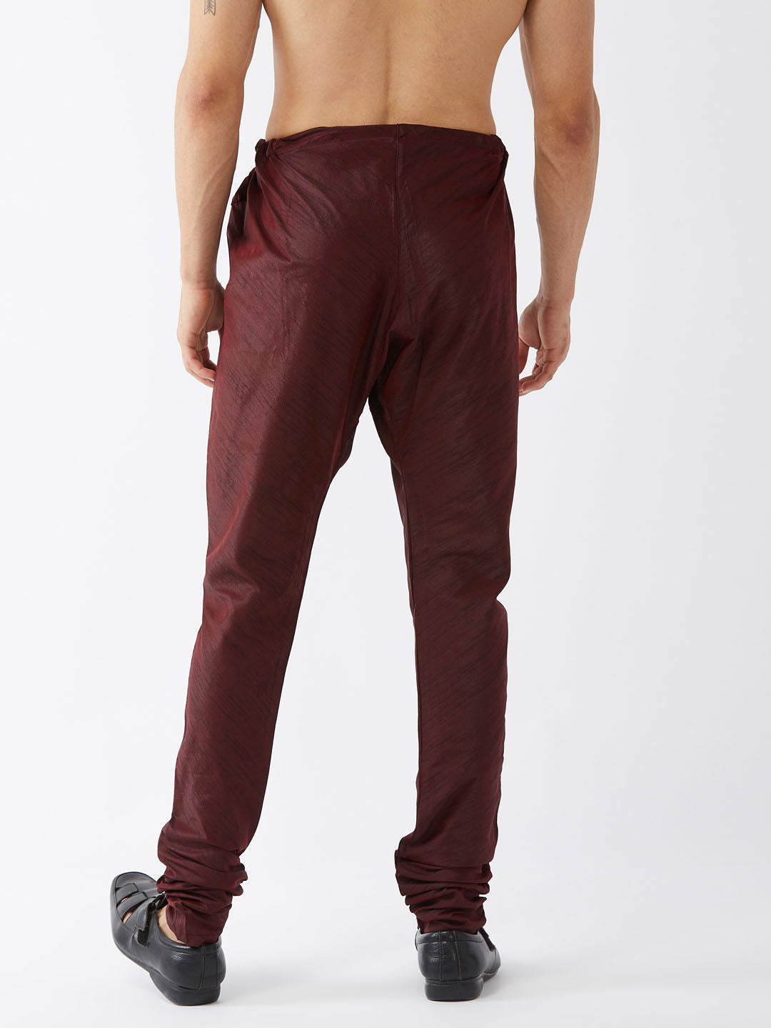 VASTRAMAY Men's Wine Silk Blend Pyjama