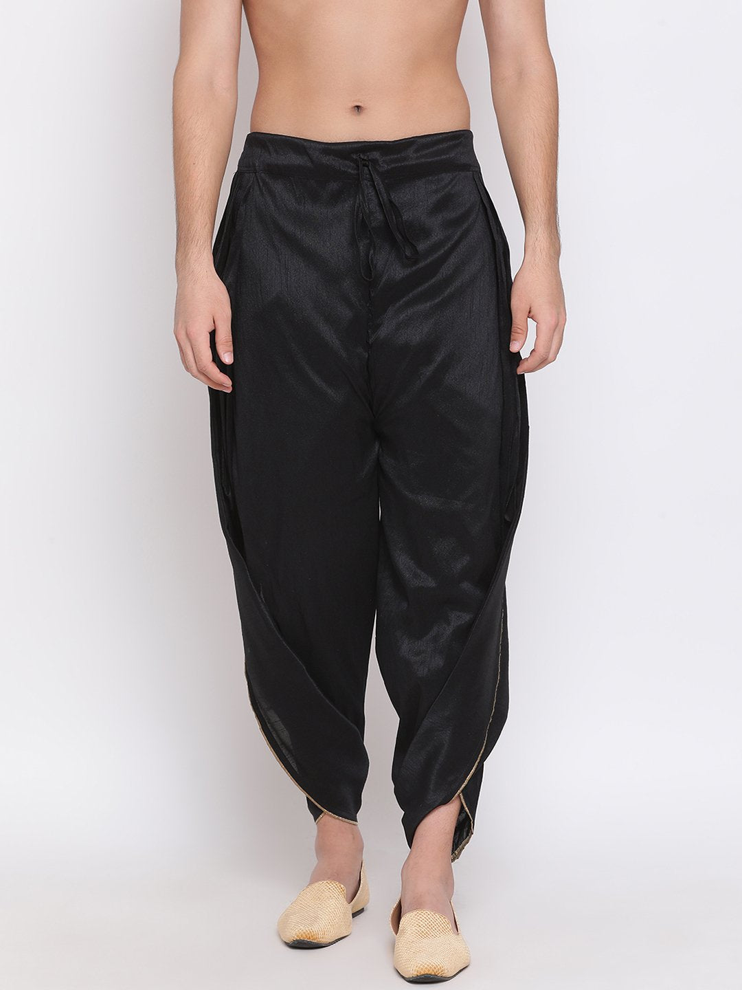 Men's Black Silk Blend Dhoti Pant