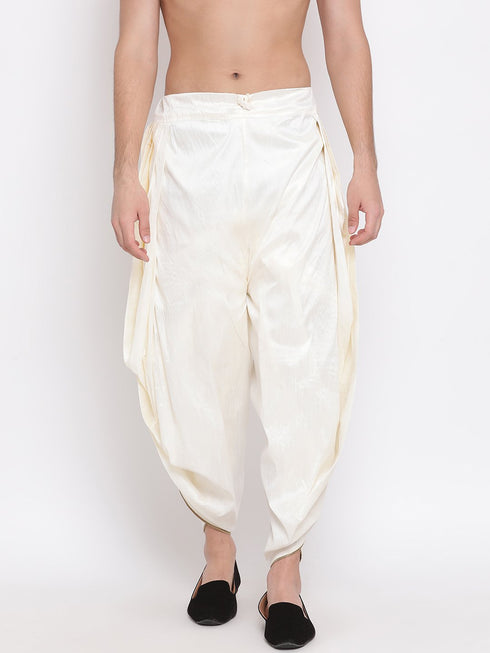 Men's Cream Silk Blend Dhoti Pant