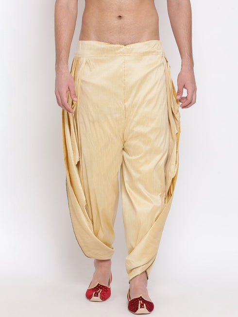 Men's Gold Silk Blend Dhoti Pant