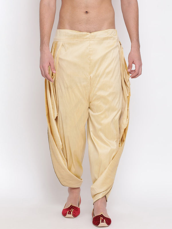 Men's Gold Silk Blend Dhoti Pant