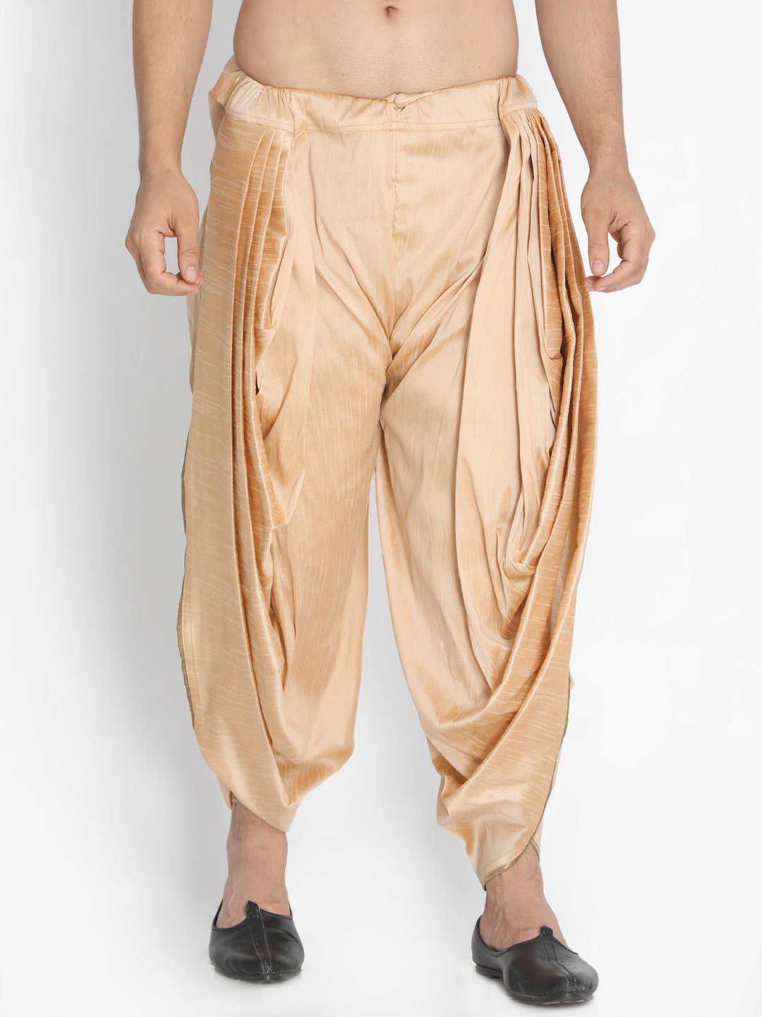 Men's Gold-Toned Pleated Solid Dhoti