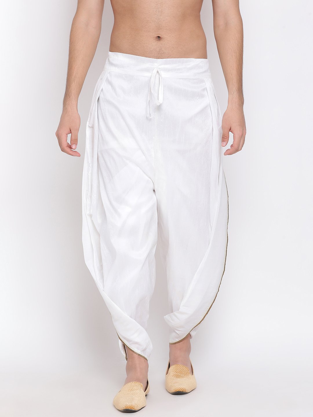 Men's White Silk Blend Dhoti Pant