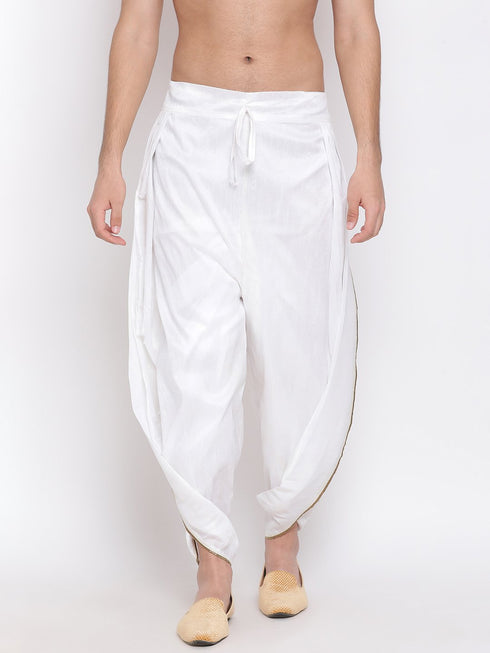 Men's White Silk Blend Dhoti Pant