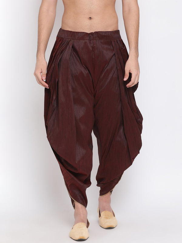 Men's Wine Silk Blend Dhoti Pant
