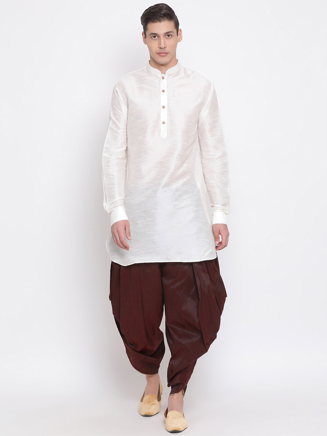 Men's Wine Silk Blend Dhoti Pant