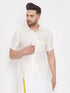 Men's Cream Silk Blend Ethnic Shirt