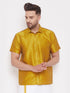 Men's Mustard Silk Blend Ethnic Shirt