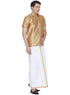 Men's Gold Cotton Silk Blend Shirt and Dhoti Set
