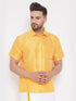 Men's Yellow Silk Blend Ethnic Shirt