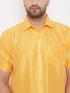 Men's Yellow Silk Blend Ethnic Shirt