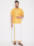 Men's Yellow Silk Blend Ethnic Shirt