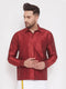 Men's Maroon Silk Blend Ethnic Shirt