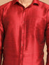 Men's Maroon Silk Blend Shirt And Mundu Set
