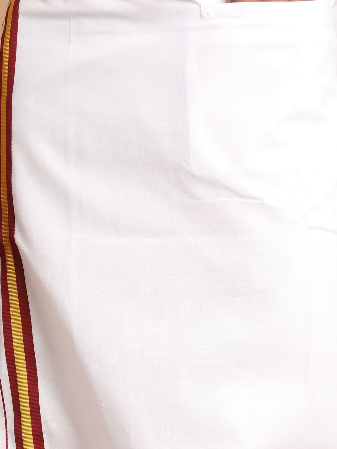 Men's Maroon Silk Blend Shirt And Mundu Set