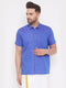 Men's Blue Cotton Blend Ethnic Shirt