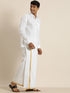 Men's White Cotton Shirt And Mundu Set