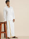 Men's White Cotton Shirt And Mundu Set