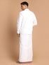Men's White Pure Cotton Shirt And Mundu Set