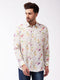 Men's Multicolour-Base-Cream Muslin Ethnic Shirtt