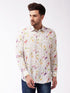 Men's Multicolour-Base-Cream Muslin Ethnic Shirtt