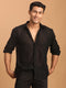 Men's Black Fancy Sequined Shirt